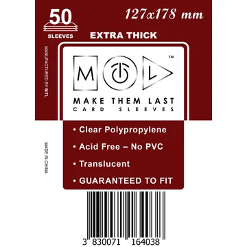 MTL kártyavédő 127 x 178 mm - VASTAG (50 darab)