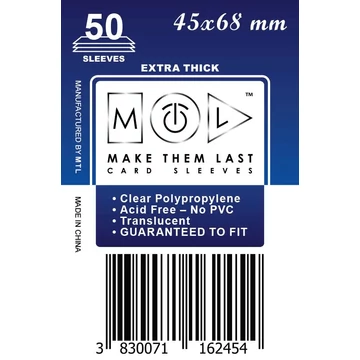 MTL kártyavédő 45 x 68 mm - VASTAG (50 darab)