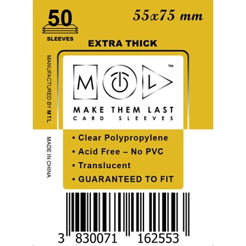 MTL kártyavédő 55 x 75 mm - VASTAG (50 darab)