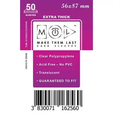 MTL kártyavédő 56 x 87 mm - VASTAG (50 darab)