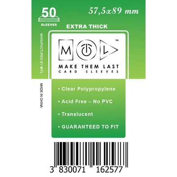 MTL kártyavédő 57,5 x 89 mm - VASTAG (50 darab)