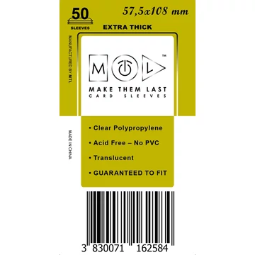 MTL kártyavédő 57,5 x 108 mm - VASTAG (50 darab)