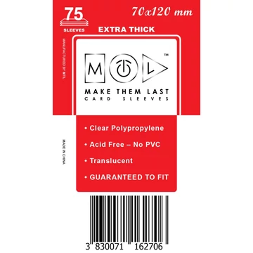MTL kártyavédő 70 x 120 mm - VASTAG (75 darab)