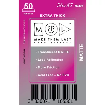 MTL kártyavédő 56 x 87 mm - MATT VASTAG (50 darab)