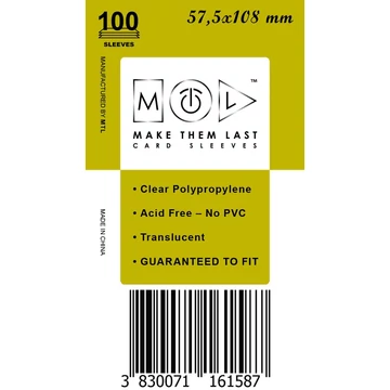 MTL kártyavédő 57,5 x 108 mm - NORMÁL (100 darab)