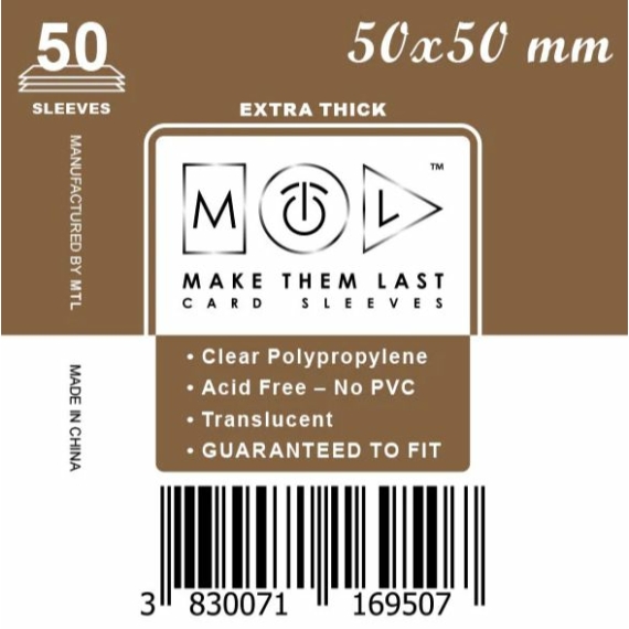 MTL kártyavédő 50 x 50 mm - VASTAG (50 darab)