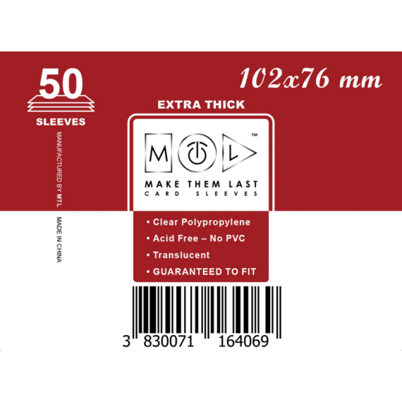 MTL kártyavédő 102 x 76 mm - VASTAG (50 darab)