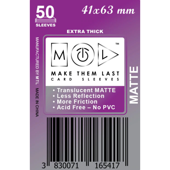 MTL kártyavédő 41 x 63 mm - MATT VASTAG (50 db)