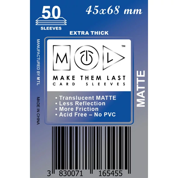MTL kártyavédő 45 x 68 mm - MATT VASTAG (50 darab)