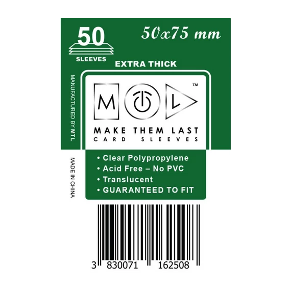 MTL kártyavédő 50 x 75 mm - VASTAG (50 darab)
