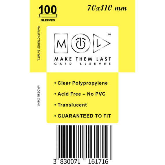 MTL kártyavédő 70 x 110 mm - NORMÁL (100 darab)