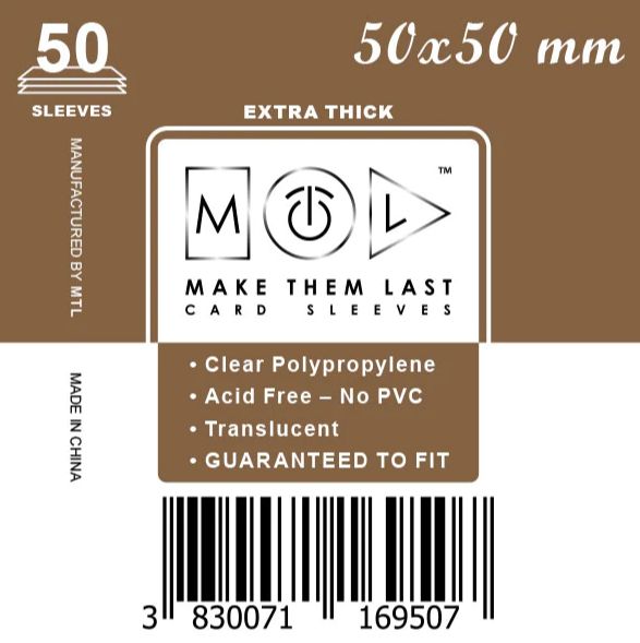 MTL kártyavédő 50 x 50 mm - VASTAG (50 darab)