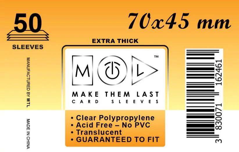 MTL kártyavédő 70 x 45 mm - VASTAG (50 darab)